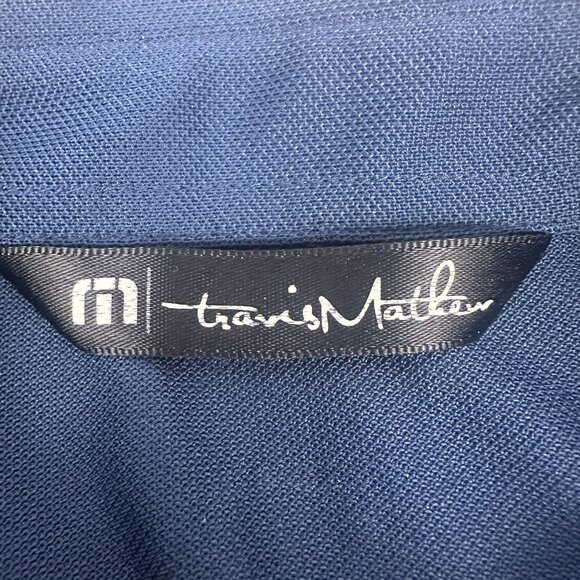 Travis Mathew Mens Polo Shirt Large Polyester/Spandex Blend Navy/Gray - Picture 3 of 6